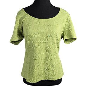 NWT | MIHOLL Textured Floral Short Sleeve Top | Chartreuse Green | XL